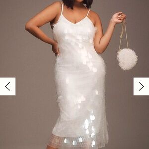 BHLDN Ivory Sequin Midi Dress